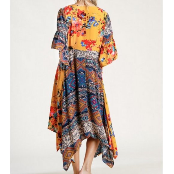 Umgee Maxi Dress Short Bell Sleeves Size M - Picture 3 of 15